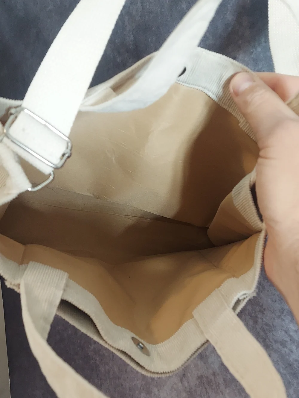Valleycomfy Beige Canvas Mini Tote Bag - Crossbody, Snap Closure